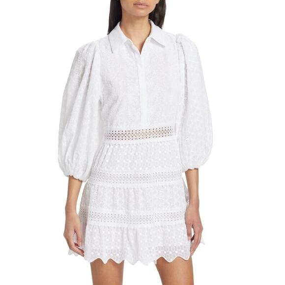 Alice + Olivia Dresses & Skirts - NWT Alice + Olivia‎ Womens White Embroidered Blakesley Jacquard Mini Dress Sz 10